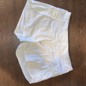 White Lululemon running shorts size 4
